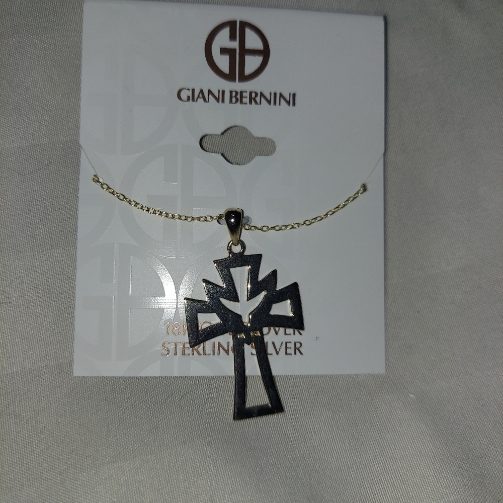 18k gold over sterling silver cross 18 inch chain